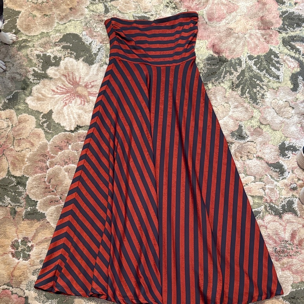 Maeve Red and Black Striped Maxi Dress